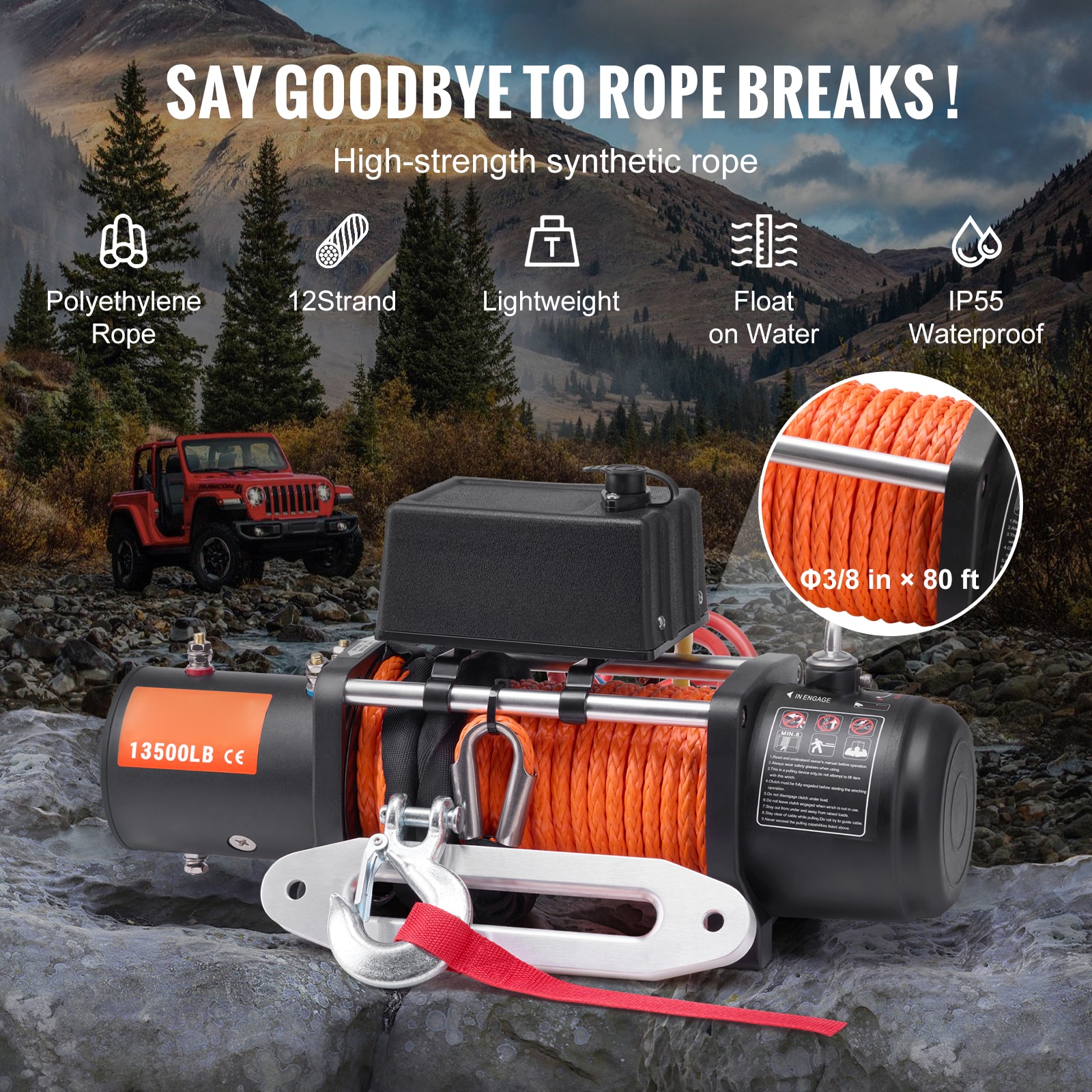 Electric Winch For Truck With Synthetic Rope And Remote Control_voghion.com